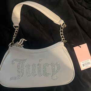 Juicy Couture White Shoulder Bag with Rhinestone Detail
